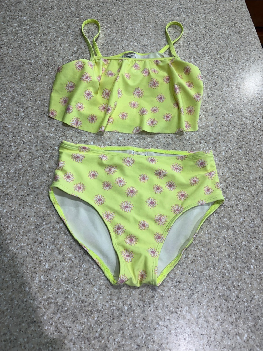 Osh kosh size 14 yellow flower two piece bikini bathing suit